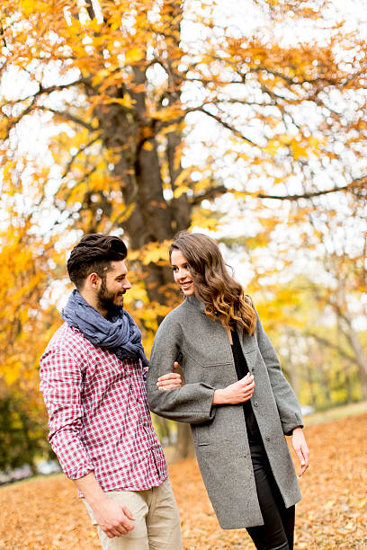 istock Young couple in the autumn park 511873832