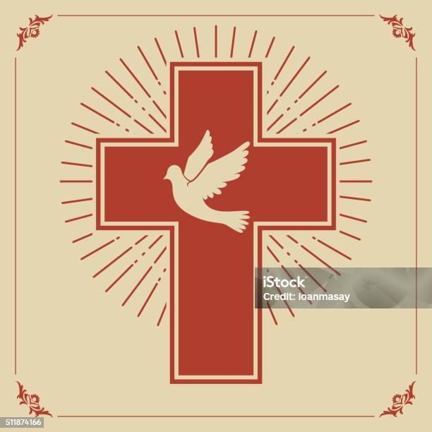 Dove And Cross Stock Illustration - Download Image Now - Dove - Bird, Cross Shape, Quotation - Text