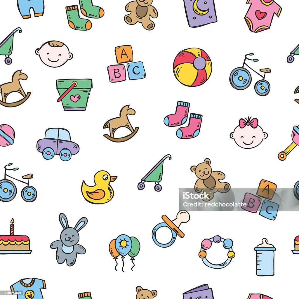 Baby Icon Background Pattern Baby Background Seamless Vector Pattern With Toys And Baby Symbols ...