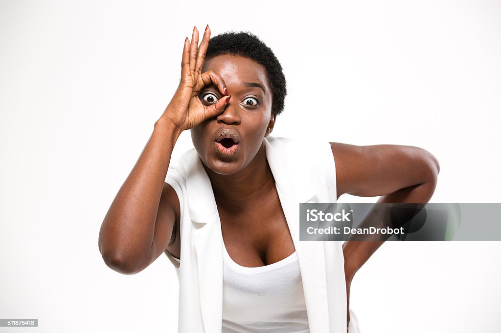 Amazed Pretty African American Woman Making Funny Face With Hand Stock  Photo - Download Image Now - iStock