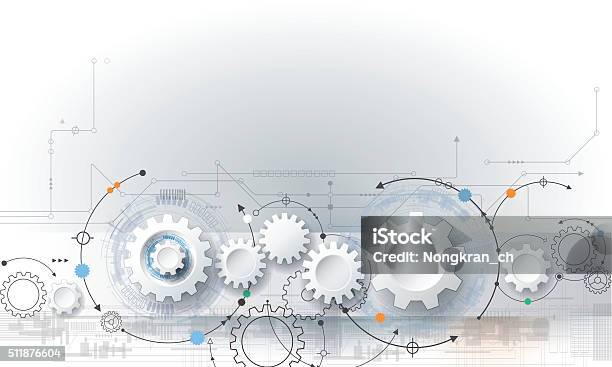 Vetores de Ilustração Em Vetor De Equipamentos De Rodas E Placa De Circuito e mais imagens de Dente de Engrenagem