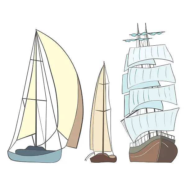 Vector illustration of Vector Sailing yachts