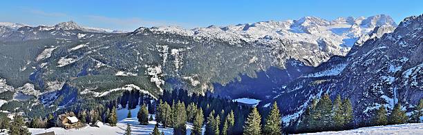 Gosau Dachstein West ski area in Upper Asutria Gosau is the largest ski resort in Upper Austria with best view to Dachstein glacier. dachstein west photos stock pictures, royalty-free photos & images