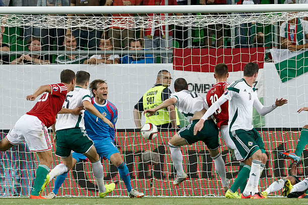 Hungary vs. Northern Ireland football match stock photo