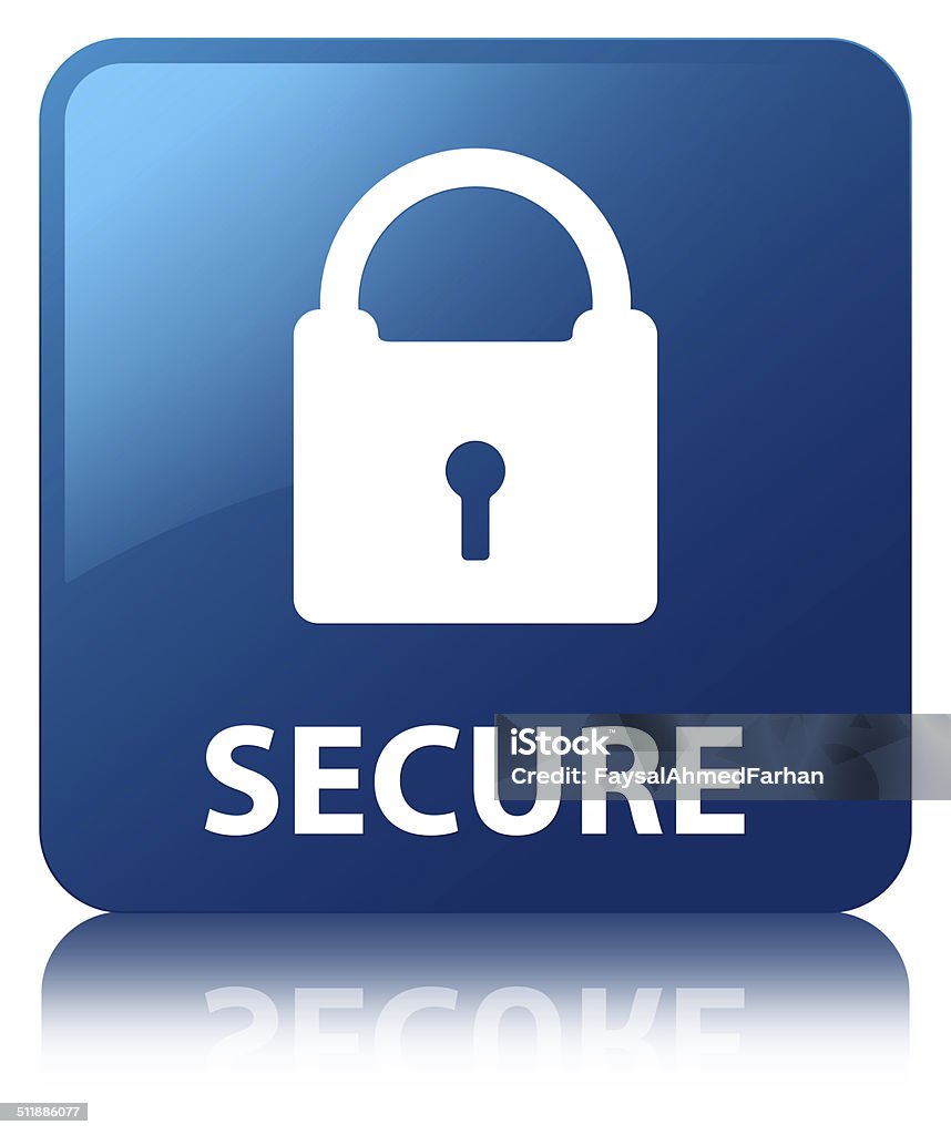 Secureicon Icon Blue Secure Glossy Blue Reflected Square Button Stock Illustration ...
