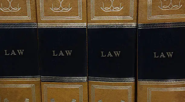 Law or legal books on a shelf