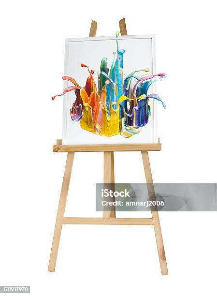 Painting Stand Wooden Easel With Color Palette Stock Photo - Download Image  Now - Art, Art And Craft, Billboard - iStock