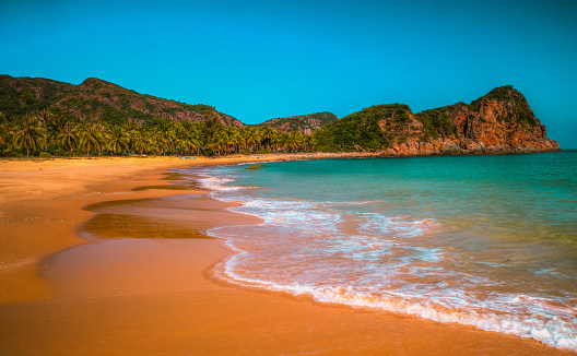 The wild beauty in Vung La Bay with sandy beach.