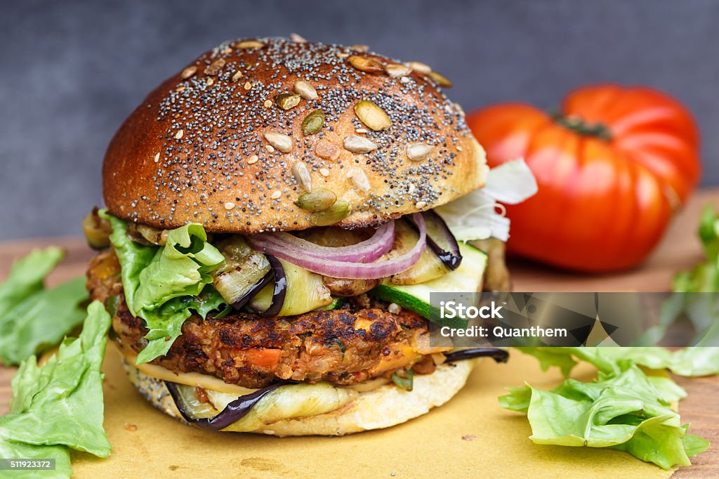 Veggie burger Veggie burger made with fresh vegetables Veggie Burger Stock Photo