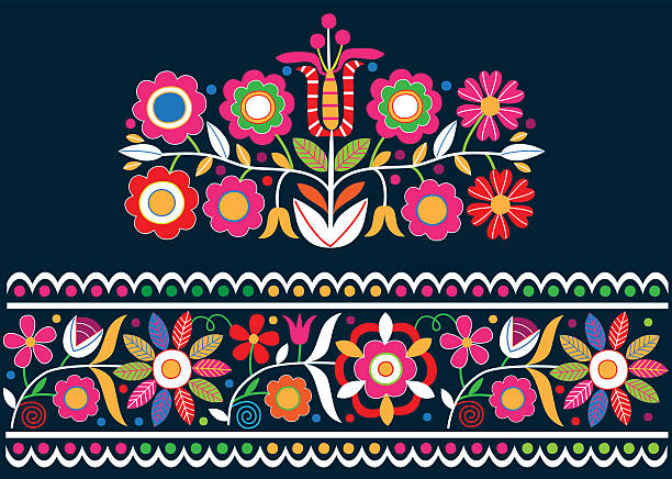 Folk Slovak ornaments vector art illustration