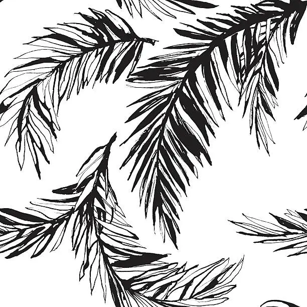 Vector illustration of Tropical jungle floral seamless  pattern background with palm