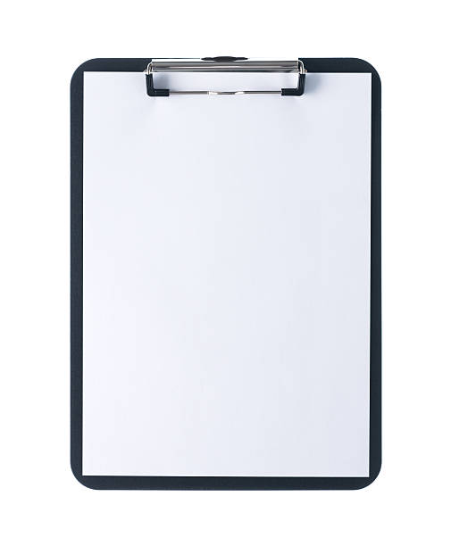 Clipboard with blank sheet Black clipboard with blank white sheet attached on white background clipboard stock pictures, royalty-free photos & images