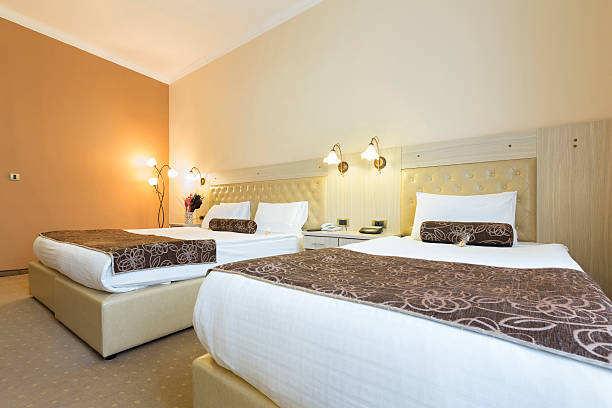 istock Interior of a double bed hotel room 511931030