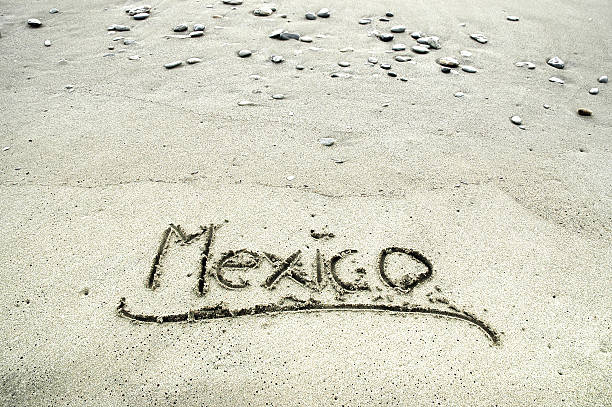 istock Mexico written in sand on the beach 511934736