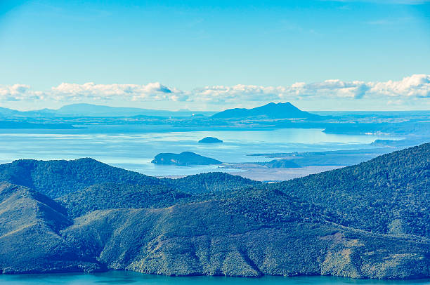 View of Lake Taupo and Lake Rotoaira in New Zealand View of Lake Taupo and Lake Rotoaira during the Tongariro Alpine Crossing in New Zealand tongariro national park photos stock pictures, royalty-free photos & images