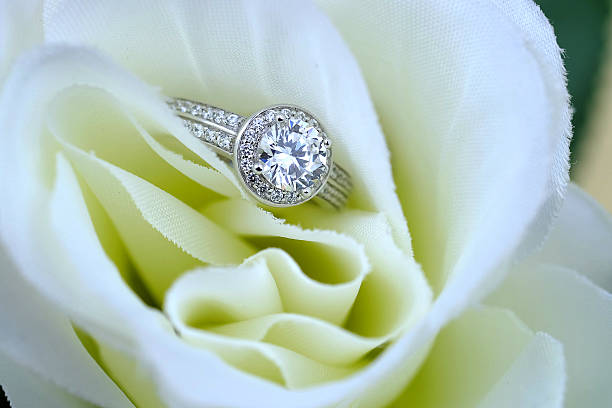 istock wedding rings with rose flowers 511942194