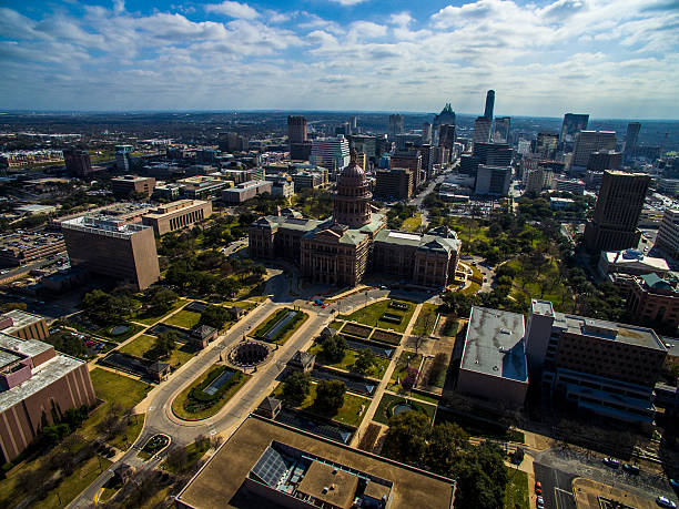 istock Texas State Capital Building Austin TX Skyline behind Aerial 511942926