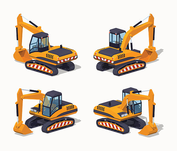 gelbe bagger. besondere maschinen - earth mover bulldozer construction scoop stock-grafiken, -clipart, -cartoons und -symbole