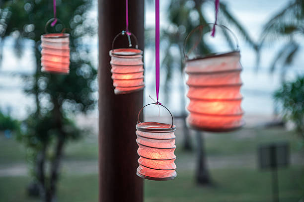 istock Lanterns of paper in the gazebo 511945102