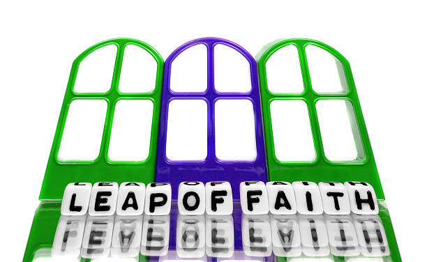 Grand leap of faith text message Grand leap of faith text message on green and blue gate frames. leap of faith stock pictures, royalty-free photos & images