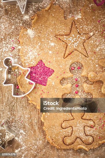 Christmas Cookie Cutter And Cookies Dough On The Table Stock Photo - Download Image Now