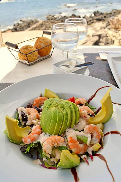 istock Healthy Green Mixed Salad With Cooked Shrimp And Avocado 511974841