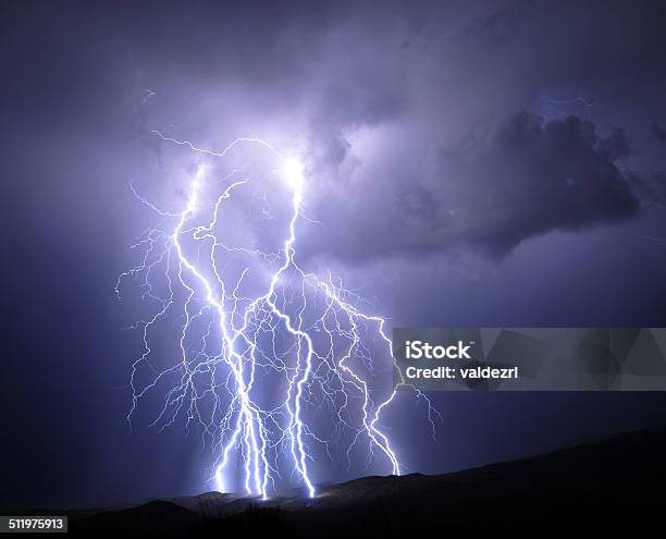Tucson Lightning Stock Photo - Download Image Now - Awe, Blue, Bright