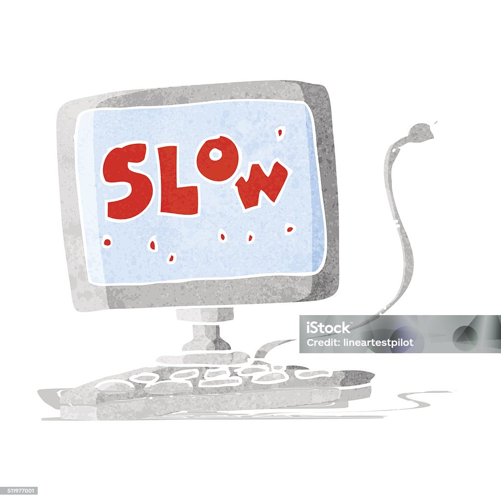 Cartoon Slow Computer Stock Illustration - Download Image Now - Bizarre ...
