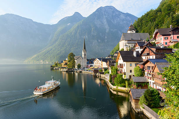 Lakeside Village of Hallstatt in Austria stock photo