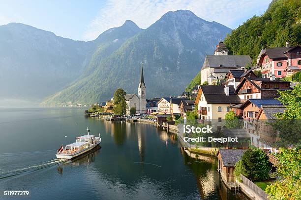 Lakeside Village Of Hallstatt In Austria Stock Photo - Download Image Now - Hallstatt, Hallstatter See, Austria