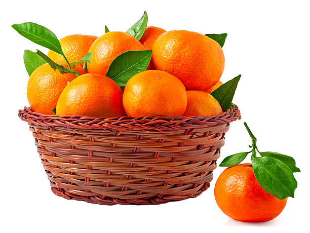 istock organic ripe mandarins in basket on white background 511977522
