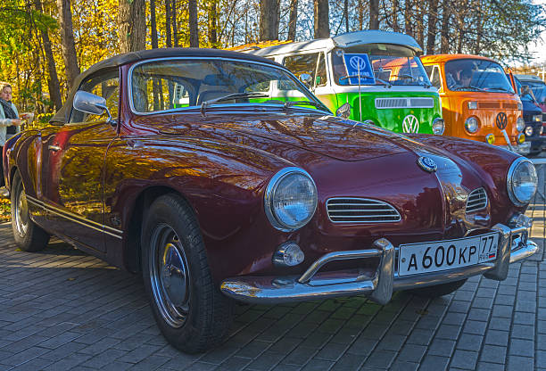 Moscow, Russia - October 12, 2013: Car Volkswagen  Karmann-Ghia Typ 14 at the open-air retro and vintage cars exhibition at the Lenin Hills. The exhibition is organized by informal group of retro cars fans.