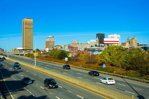 istock Buffalo downtown skyline and highway at morning 511982882