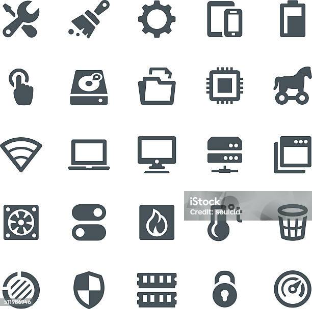 System Maintenance Icons Stock Illustration - Download Image Now - Icon Symbol, Computer, Laptop