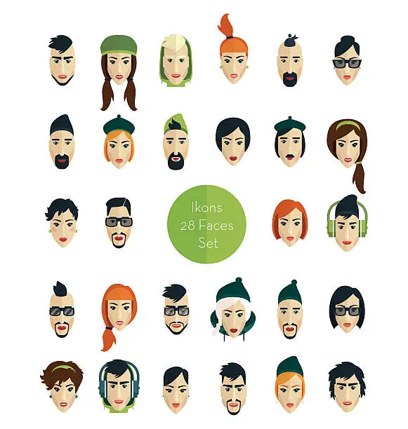 Vector illustration of avatar ikons faces