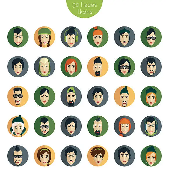 Vector illustration of avatar ikons faces