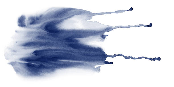 illustrazioni stock, clip art, cartoni animati e icone di tendenza di indaco liquido tessuto con macchie di acquerello drib - blob watercolor painting spotted ink