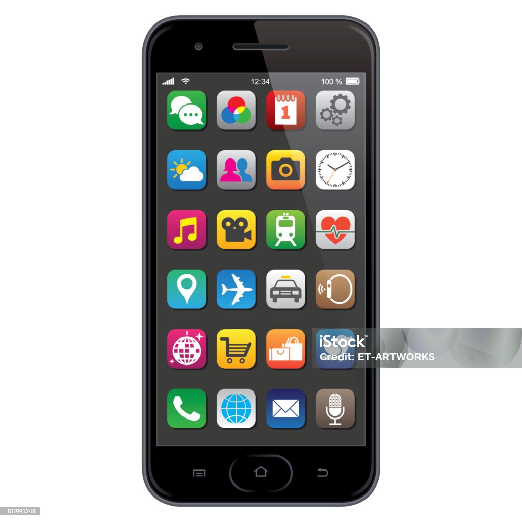 Smartphone With App Icons Stock Illustration - Download Image Now - Mobile  App, Smart Phone, Mobile Phone - iStock