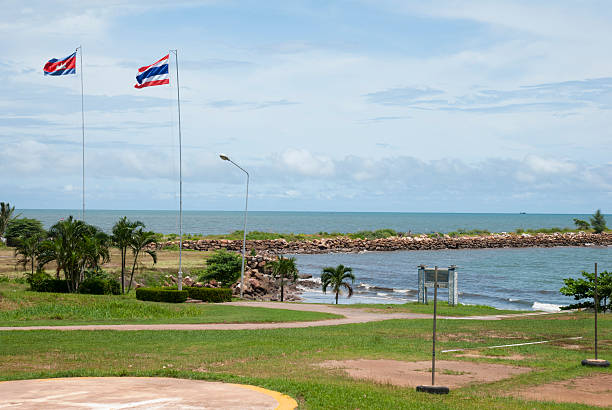 istock Thai and Cambodian flags at Cham Yeam border crossing 511992340