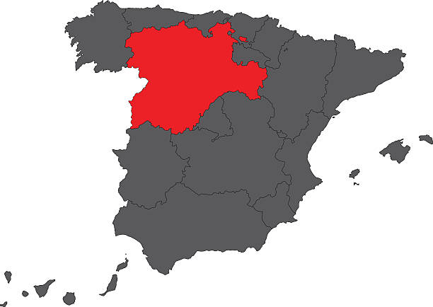 ilustrações de stock, clip art, desenhos animados e ícones de castela e leãospain.kgm vermelho mapa de vetor cinzento mapa de espanha - palencia province