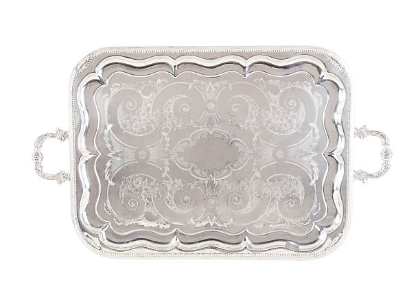 istock Antique silver tray, isolated on white with a clipping path. 511995406