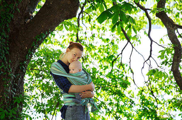 Baby and mother on nature