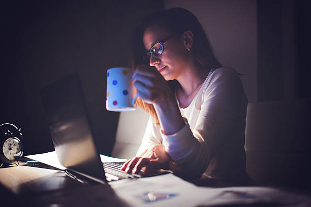 istock Tired Woman working at home,making a break 511996366