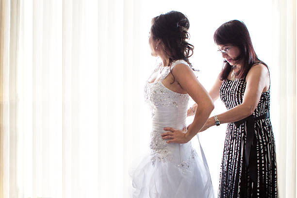 Mother and daughter on wedding day.
