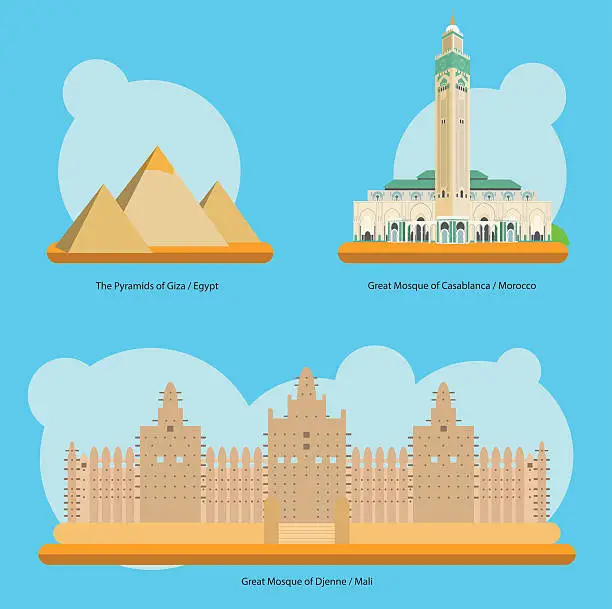 Vector illustration of Vector illustration of Monuments and landmarks in Africa Vol. 1