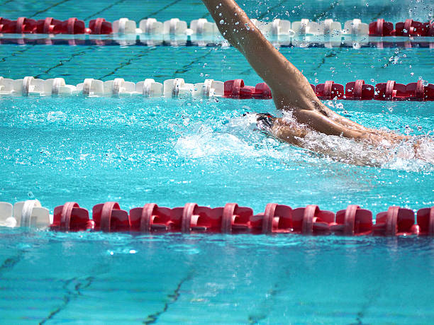 Swimmer in the pool during a swim. Competition, training in water