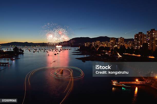 Fireworks Display At English Bay Stock Photo - Download Image Now - Firework Display, Vancouver - Canada, British Columbia