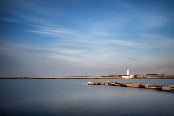 istock Landscape long exposure of lighthouse and jetty during Summer su 512010213