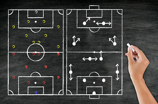 istock hand writing foot ball tactic on blackboard 512010957