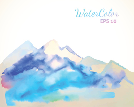 Watercolor mountain background.  Vector illustration